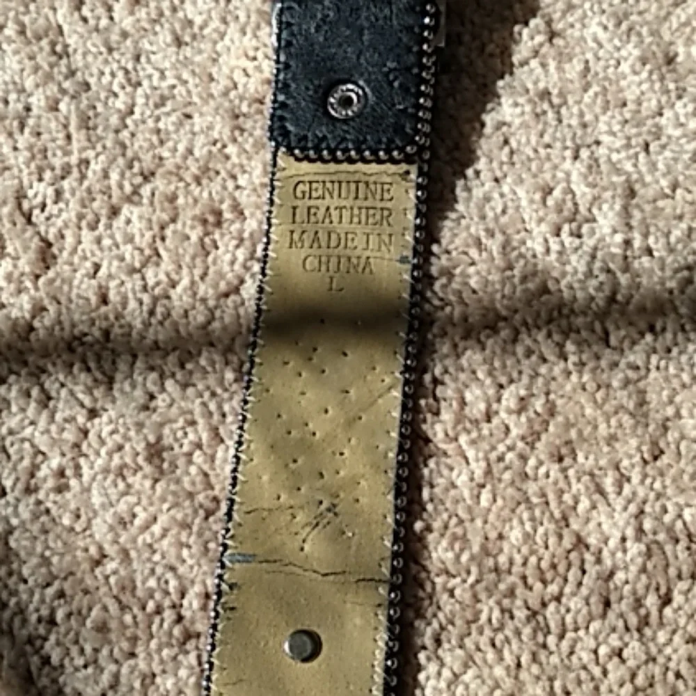 Genuine leather‎ western black bling belt size lg